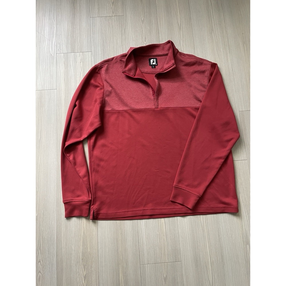 Foot Joy Men's Size Large Red Long Sleeve Polo Seam Pulling On Front Shown